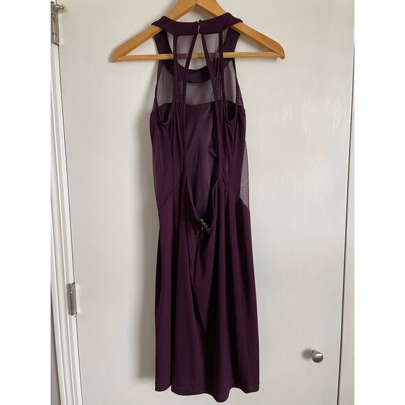 Giannloui Ferre sleeveless halter dress Purple Backless sheer knee length Size 9 - Picture 2 of 6